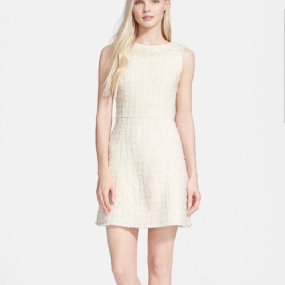 NWT Alice + Olivia Haven Embellished Ivory Tweed Dress - Picture 2 of 12